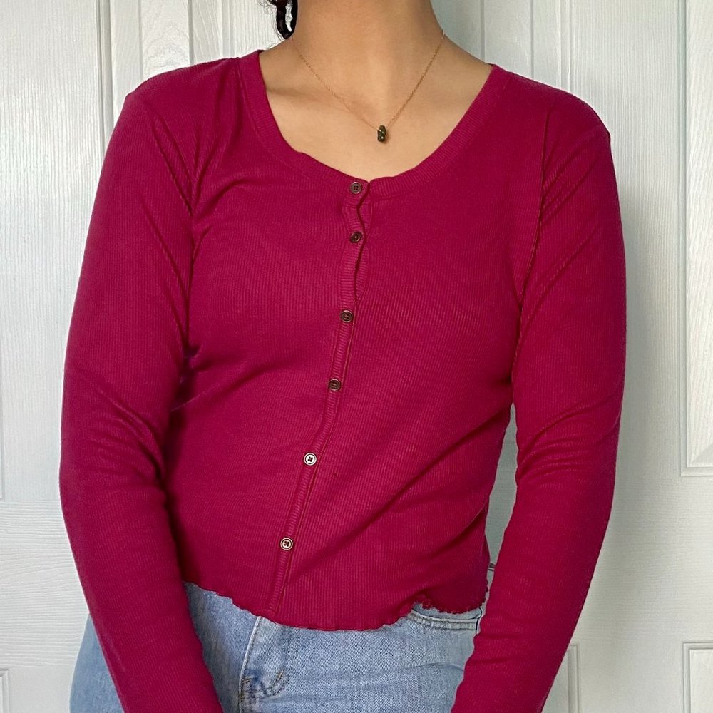 Long- Sleeved Ribbed Top L